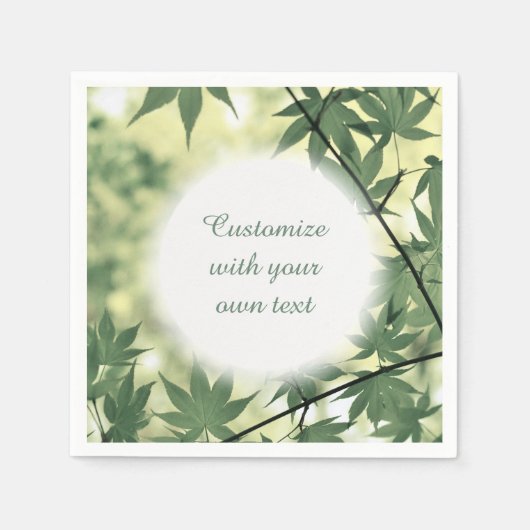 サンライトスルー葉メープルカスタム文字 スタンダードカクテルナプキン (正面)