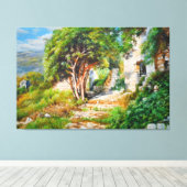 サンライトツリーの古代遺跡 – 油絵 キャンバスプリント (インサイチュ (ウッドフロア))