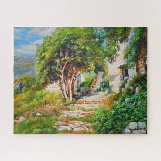 サンライトツリーの古代遺跡 – 油絵 ジグソーパズル (横)