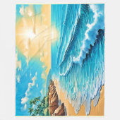 サンライトビーチ波デザイン フリースブランケット (正面)