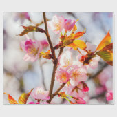 サンライトピンク桜の花。さくらんぼ花 ラッピングペーパー (フラット)