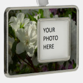サンライトホワイトツツツツツジ美しい春の花 シルバープレートフレームオーナメント (右)