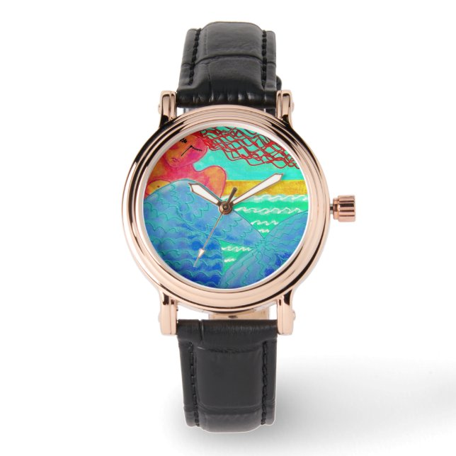 サンライトマーメイド抽象芸術アートへ衣服 腕時計 (正面)