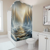 「サンライト冬の川のシーン」 シャワーカーテン (インサイチュ)