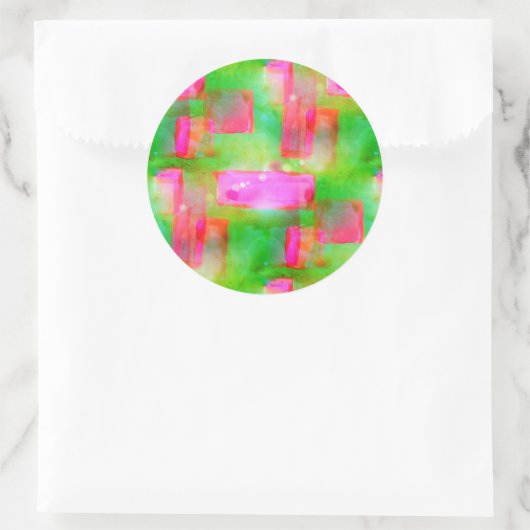 サンライト絵を描抽象芸術黄、ピンク ラウンドシール (バッグ)