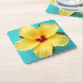サンライト美しい鮮やか：イエローハイビスカス ペーパーコースター (アングル)