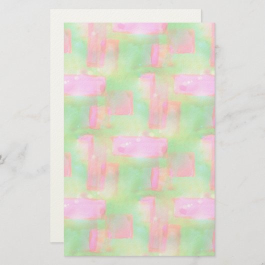 サンライ絵を描ト抽象芸術(黄、ピンク) 便箋 (正面/裏面)