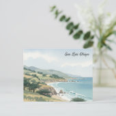 サンルイスオビスポカリフォルニアウォーターカラー ポストカード (スタンド正面)