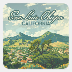 サンルイスオビスポSLOカリフォルニアセントラルコーストレトロ スクエアシール