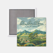サンルイスオビスポSLOカリフォルニアセントラルコーストレトロ マグネット (正面/裏面)