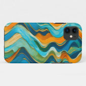 "サンルカー"ブルーグリーンオレンジ波 Case-Mate iPhoneケース (裏面(横))