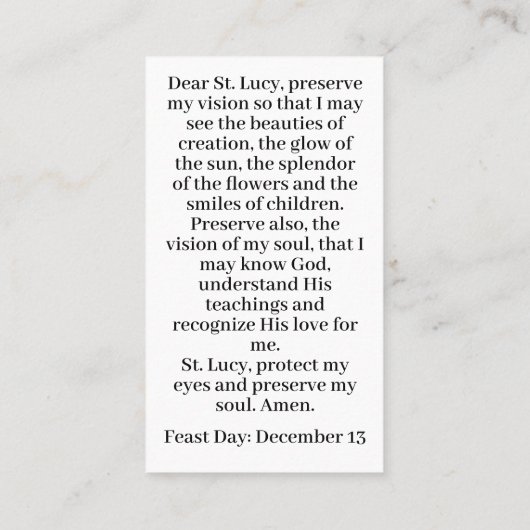 サンルーシーカスタマイズ可能祈りの言葉カード コーリングカード (裏面)