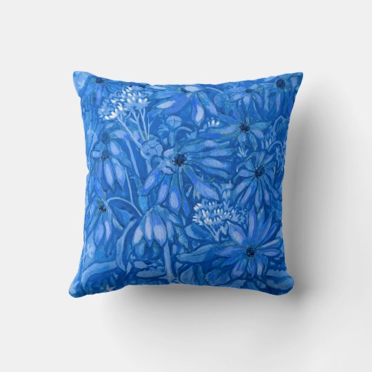 サンルートフラワーサマーガーデンフローラルペインティングブルー クッション (裏面)
