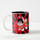 サンレイズかわいい漫画子猫日本ラッキーキャット ツートーンマグカップ (左)