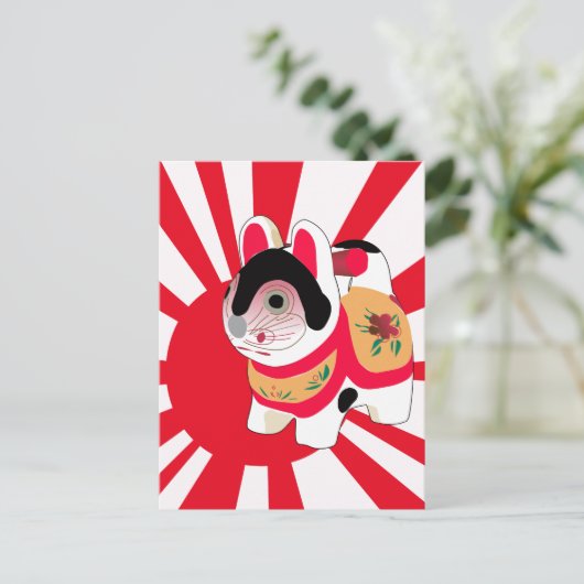 サンレイズかわいい漫画子猫日本ラッキーキャット ポストカード (スタンド正面)