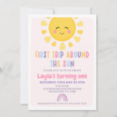 サンレインボーファーストのまわりにトリップザ・サン1歳の誕生日 招待状 (正面)