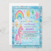 サンレインボーユニコーン誕生日招待状 招待状 (正面/裏面)