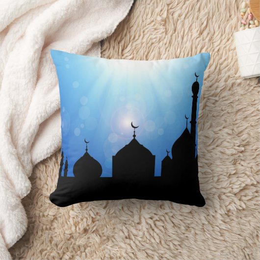 サンレイ付きモスクのシルエット – 枕 (ブランケット)