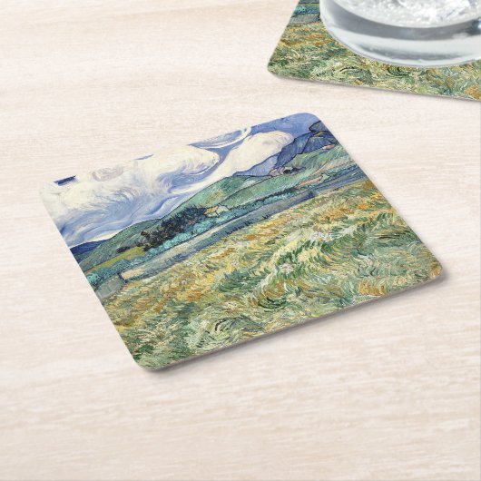 サンレミーバイビンセントヴァンゴッホからの風景 スクエアペーパーコースター (アングル)