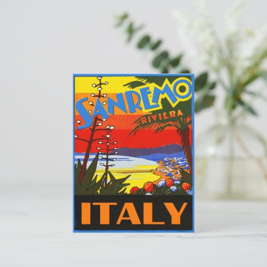 サンレーモのリビエラ、イタリア、ヴィンテージの旅行ポストカード ポストカード (スタンド正面)