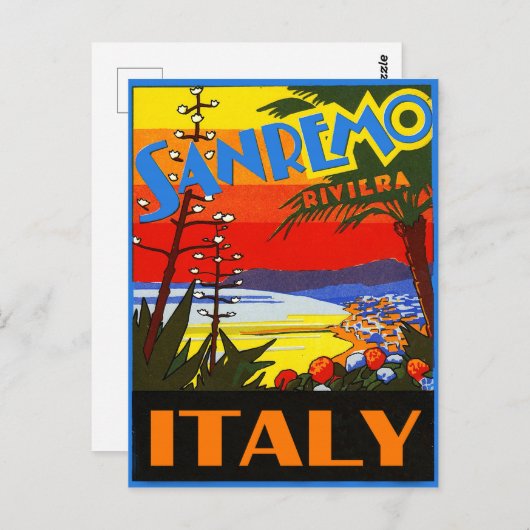 サンレーモのリビエラ、イタリア、ヴィンテージの旅行ポストカード ポストカード (正面/裏面)