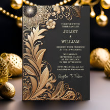 サンヴィンテージレースフローラゴールドフォイルエンボス結婚ズ