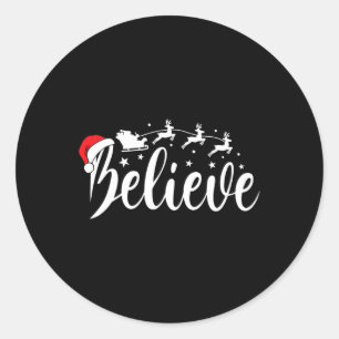 サン信じタクリスマスパジャマおもしろいクリスマスビーブメンズ ラウンドシール
