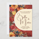 サン地中海のボホテラコッタフローラ結婚ズ 招待状 (正面)