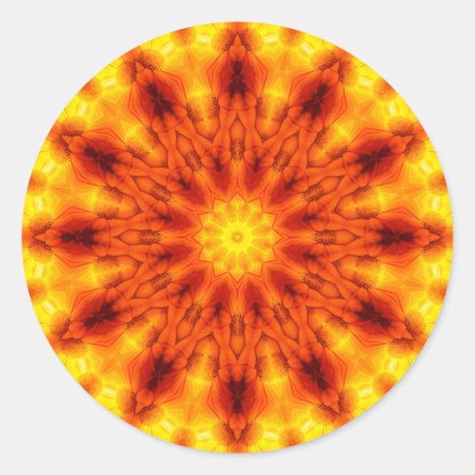 サン太陽の万華鏡のように千変万化するパターンステッカー ラウンドシール (正面)