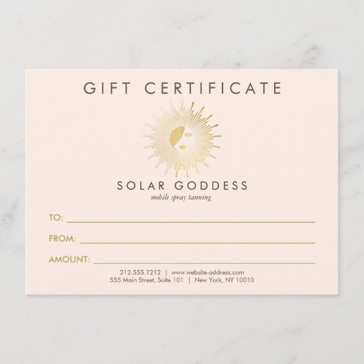 サン女神ガールロゴスプレー日焼けピンクギフトカード (正面)