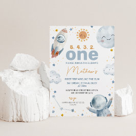 サン宇宙最初ののまわりに旅行ザ・サン1歳の誕生日 招待状