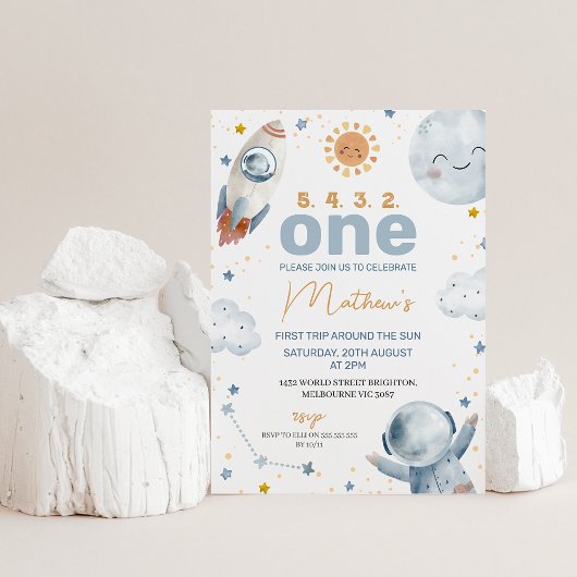 サン宇宙最初ののまわりに旅行ザ・サン1歳の誕生日 招待状
