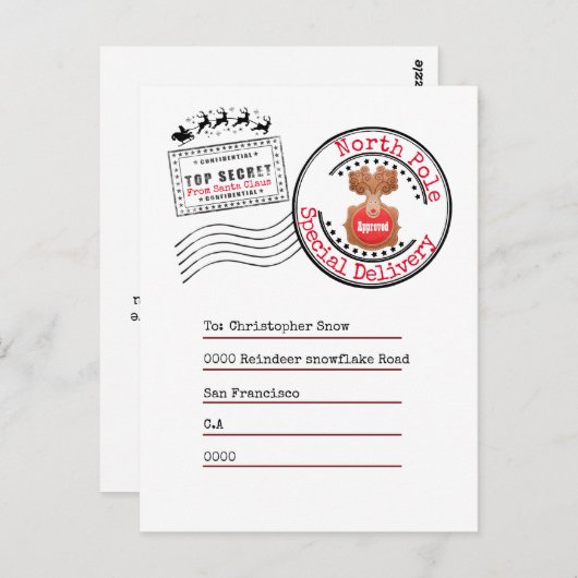 サン実在タから子供への北極の復帰配信 ポストカード (正面/裏面)