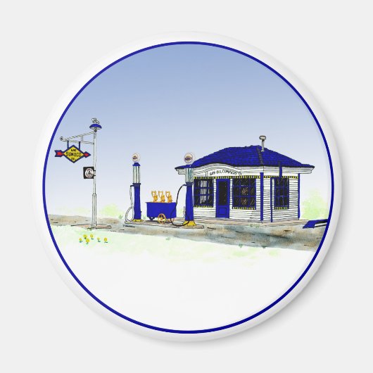 サン油駅 マグネット (正面)