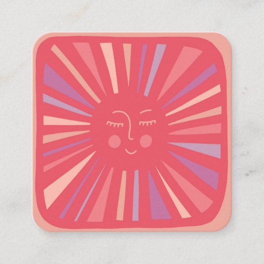 サン白熱［赤熱］光を放つキュートとピ魅力的ッカラフルク スクエア名刺 (正面)