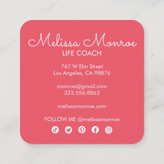 サン白熱［赤熱］光を放つキュートとピ魅力的ッカラフルク スクエア名刺 (裏面)