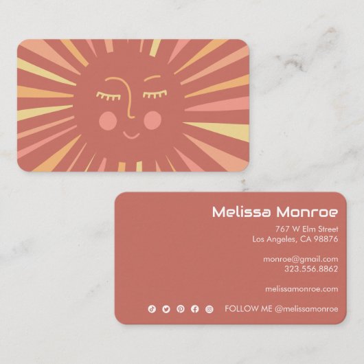 サン白熱［赤熱］光を放つキュートとピ魅力的ッカラフルク 名刺 (正面/裏面)