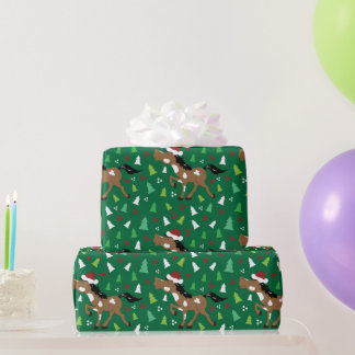 サン絵を描タハットのクリスマスツリーの馬 ラッピングペーパー