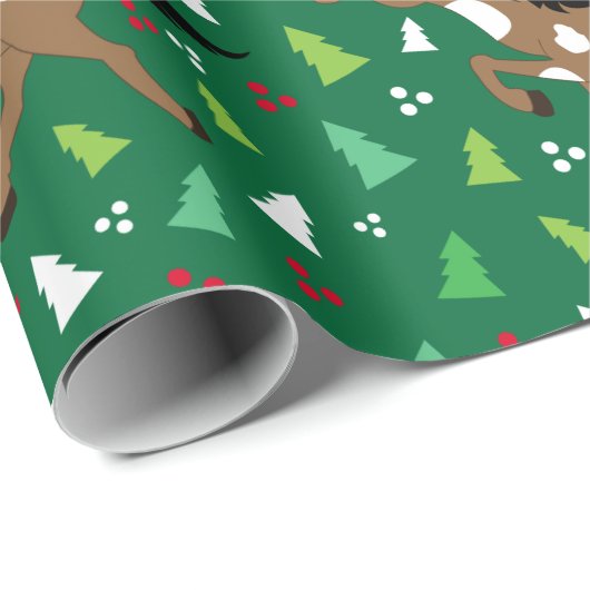 サン絵を描タハットのクリスマスツリーの馬 ラッピングペーパー (ロールコーナー)