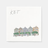 サン色彩の鮮やかフランシスコのカクテル結婚レディース スタンダードカクテルナプキン (正面)