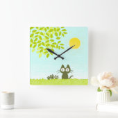 サン葉と黒猫 スクエア壁時計 (ホーム)