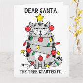 サン親愛タおもしろい諺クリスマスキャットツリーカスタム カード (黄色い花)