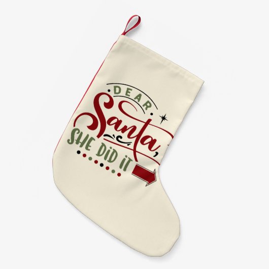 サン親愛タ彼女はクリスマス·おもしろい引用文 スモールクリスマスストッキング (正面 (吊り時))