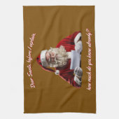 サン親愛タ…サンタクロースおもしろい、クリスマスホリデー キッチンタオル (縦)
