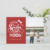 サン親愛タ…ドッグおもしろいクリスマスフォトカード シーズンカード (スタンド正面)