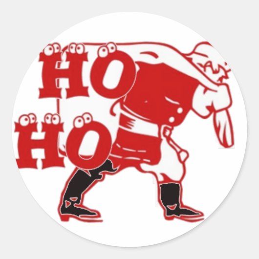 サン赤と白タ歩くホホホホアートプリント ラウンドシール (正面)