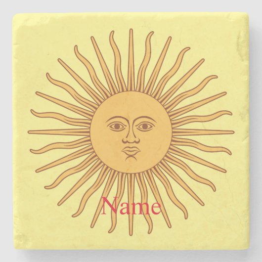 サン顔アートイラストレーションサンダー_コーブ ストーンコースター (正面)