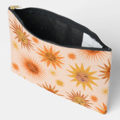 サン顔オレンジウォーターカラーイラストレーション アクセサリーポーチ (見開き)