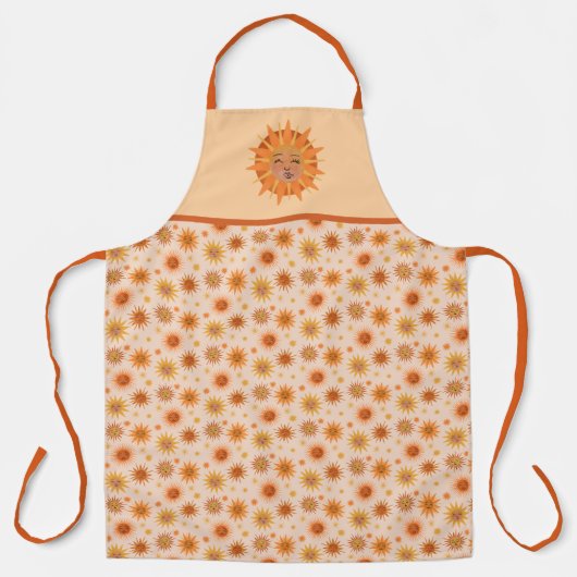 サン顔オレンジウォーターカラーイラストレーション エプロン (正面)