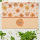 サン顔オレンジウォーターカラーイラストレーション キッチンタオル (折り畳み)